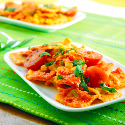 Ravioli with orange sauce