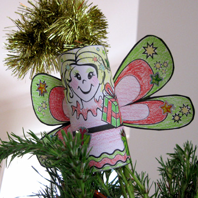 a christmas fairy made from a toilet roll