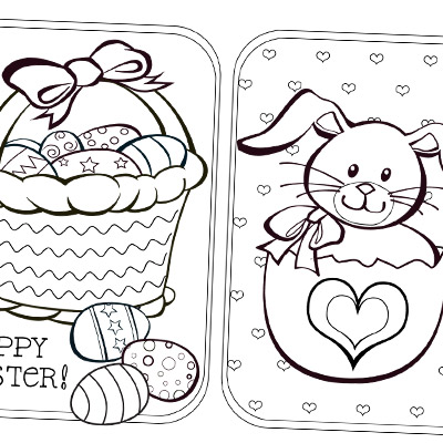 A bunny, eggs and cute stuff to colour.