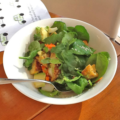 USE LEFTOVERS THE NEXT DAY... make a lunch salad with bits of chicken patties, spinach, carrot, fennel, avocado, sesame seeds and a sprinkle of brown vinegar - I just ate it and IT WAS DELICIOUS.