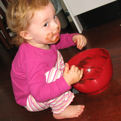 Won't eat vegies. Will lick mixing bowls.