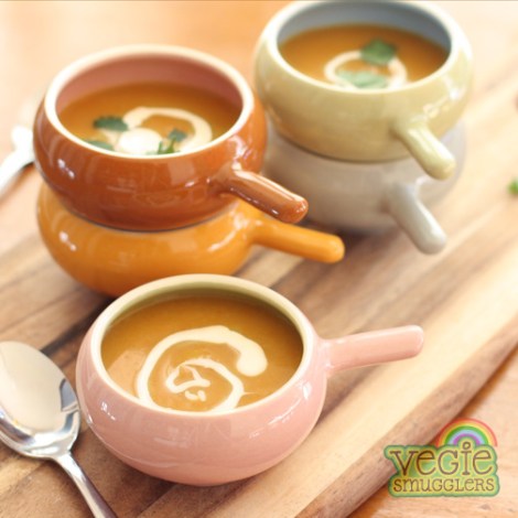 Silky smooth carrot, parsnip & cauliflower soup.
