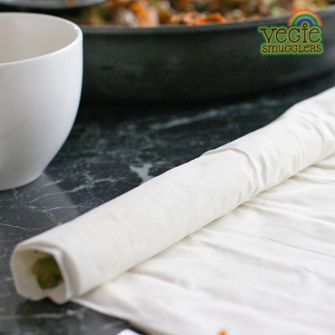 Roll into a long cigar.