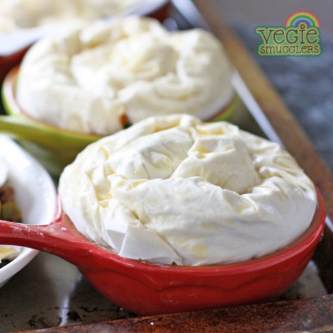 Coil and squeeze into whatever oven-proof dishes you have.