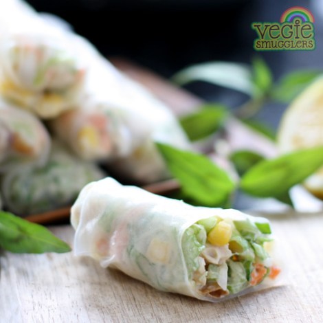 vegie smugglers BBQ chicken rice paper rolls