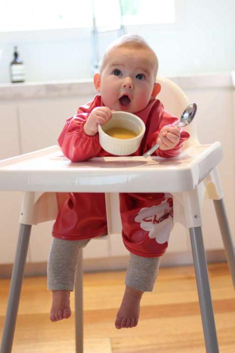 Little-Chomps_Red-smock-with-bowl